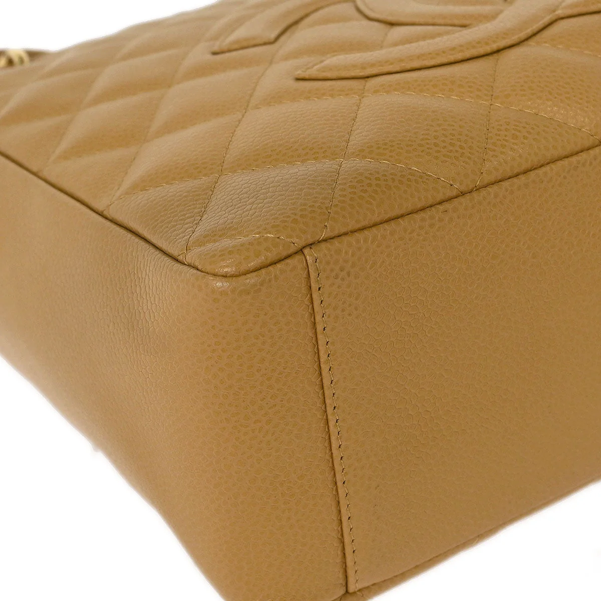 Chanel Beige Calfskin Petite Shopping Tote PST Chain Handbag - Image 3