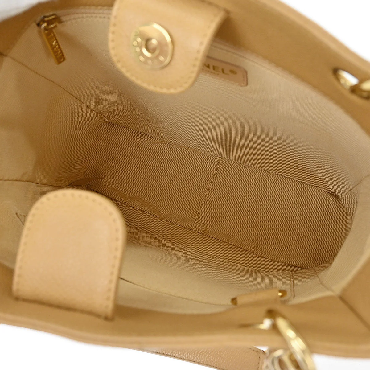 Chanel Beige Calfskin Petite Shopping Tote PST Chain Handbag - Image 7
