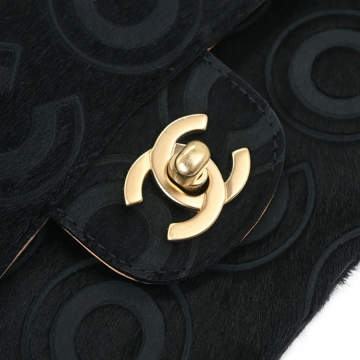Chanel 2002-2003 Black Pony Hair Medium Classic Double Flap Shoulder Bag - Image 4