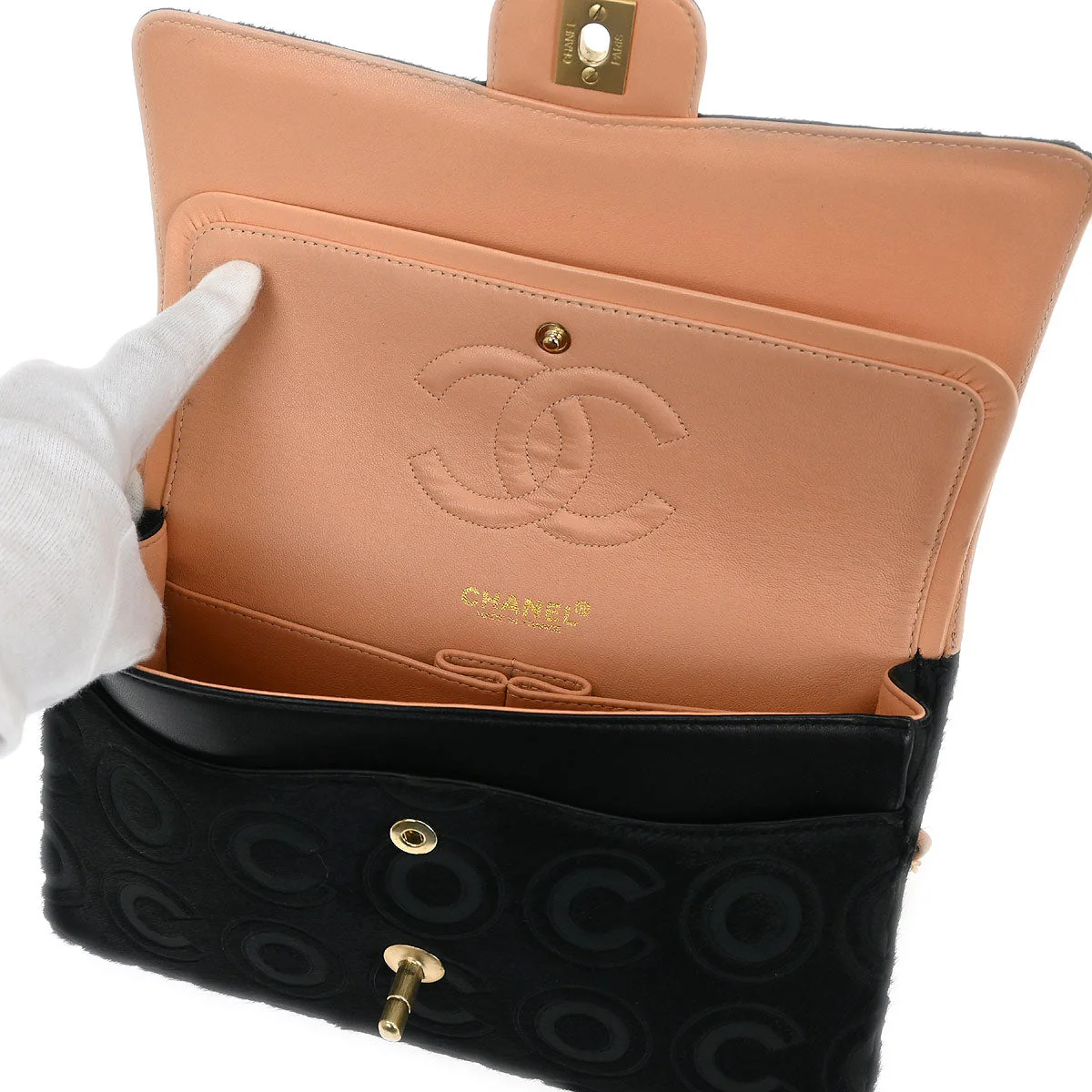 Chanel 2002-2003 Black Pony Hair Medium Classic Double Flap Shoulder Bag - Image 7