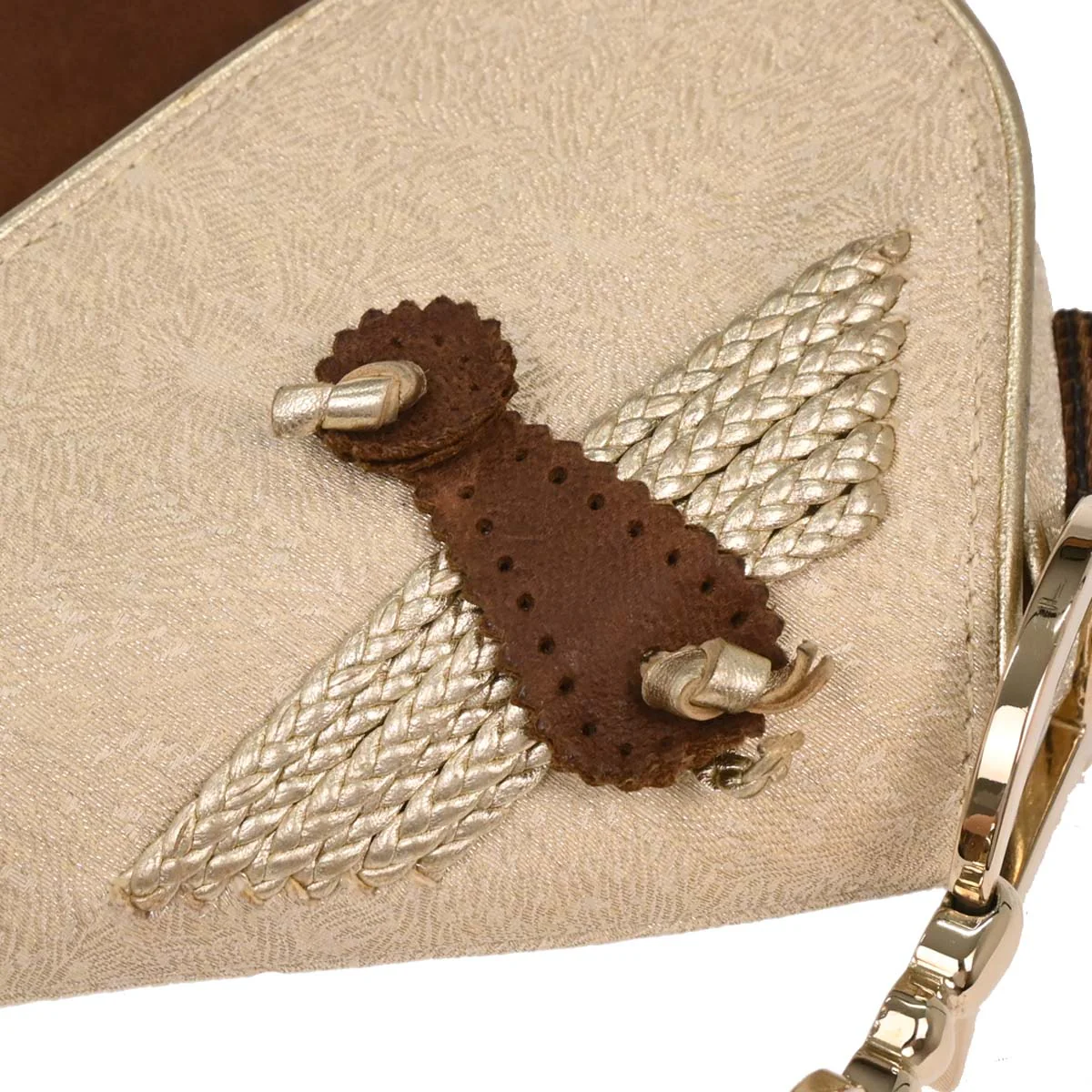Christian Dior 2003 Gold Leather Canvas Saddle Handbag - Image 4