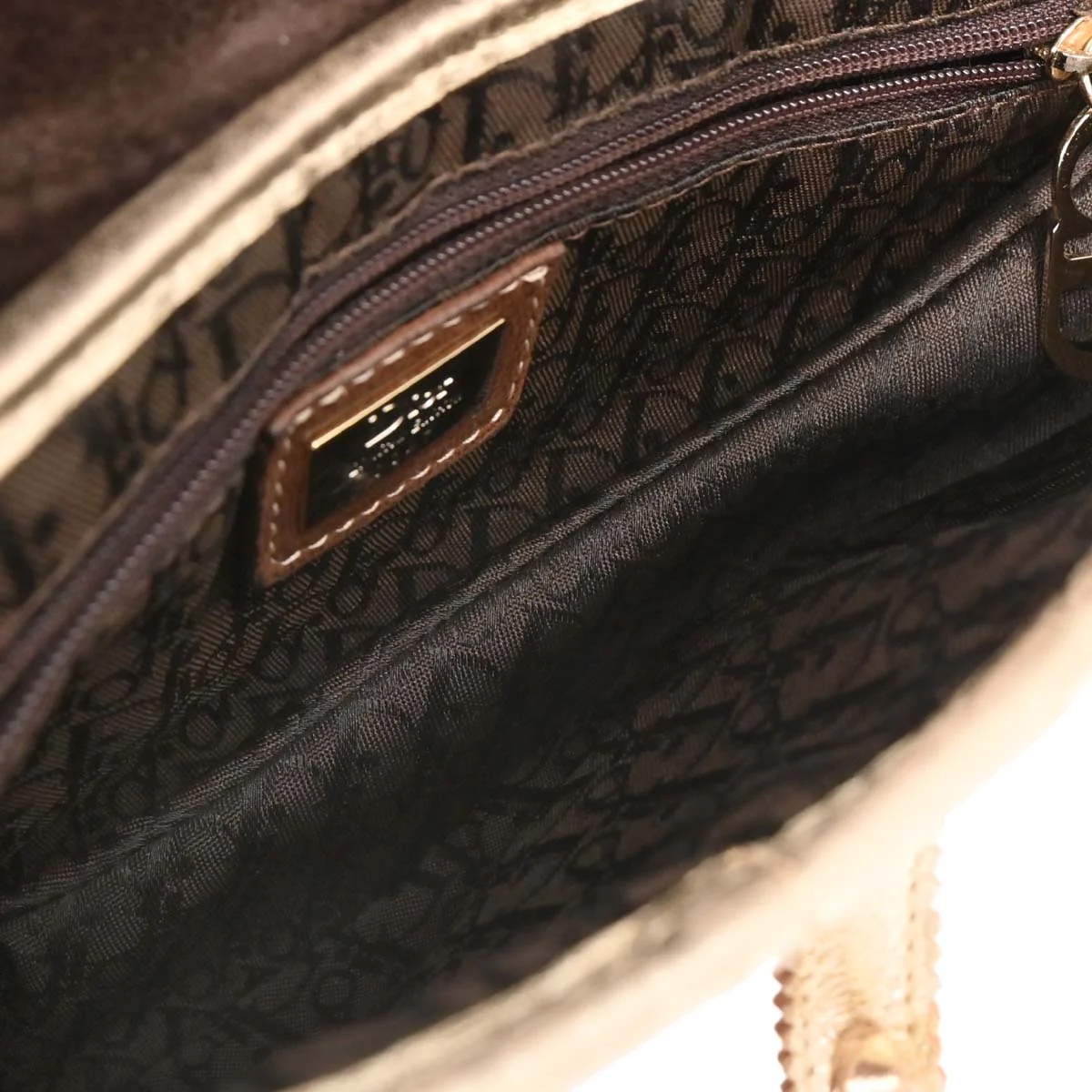 Christian Dior 2003 Gold Leather Canvas Saddle Handbag - Image 9