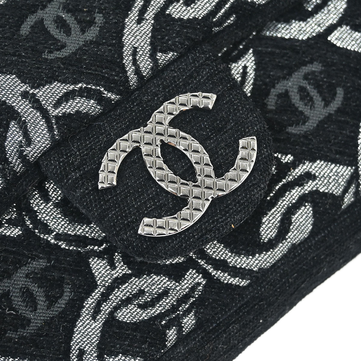 Chanel 2005-2006 Black Canvas Chain Print Handbag - Image 4