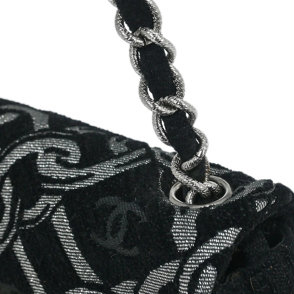 Chanel 2005-2006 Black Canvas Chain Print Handbag - Image 5