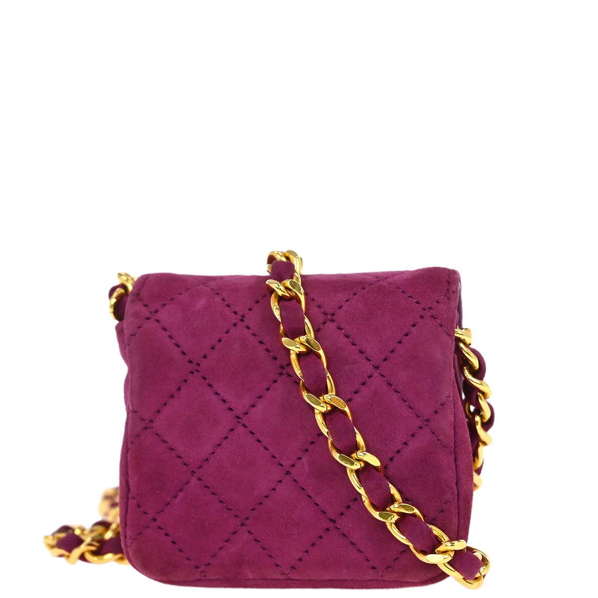Chanel Pink Suede Micro Classic Flap Shoulder Bag Pochette - Image 2