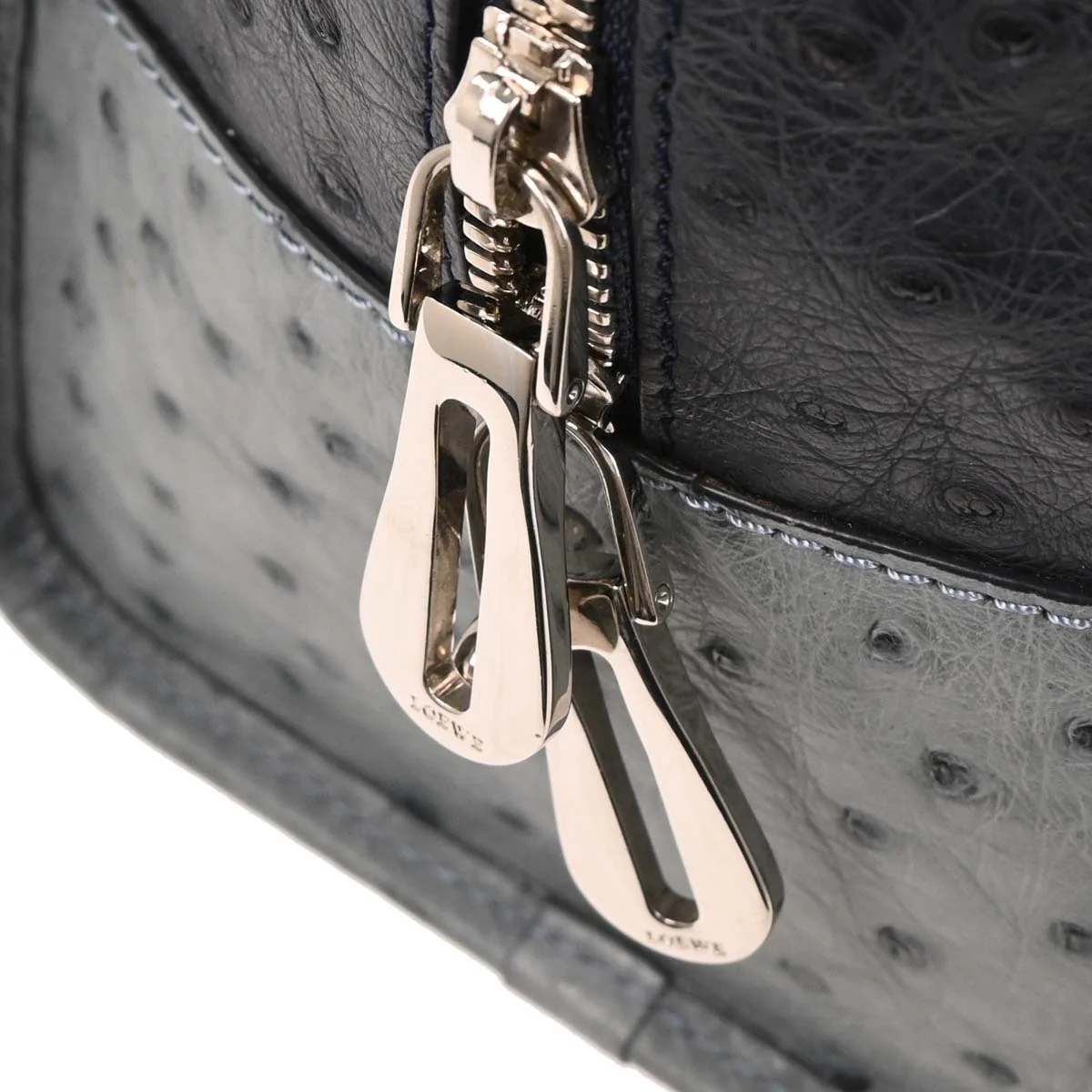 Loewe * Navy Ostrich Amazona 36 Handbag - Image 7
