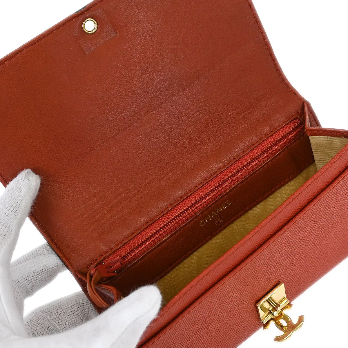 Chanel 1997-1999 Vermilion Red Caviar Wallet Purse - Image 5