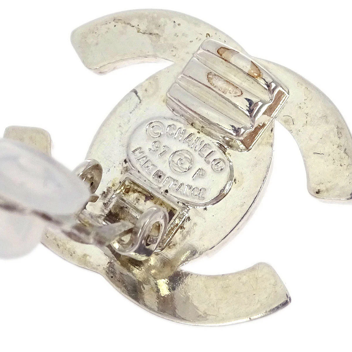 Chanel CC Turnlock Earrings Clip-On Silver Small 97P - Image 4