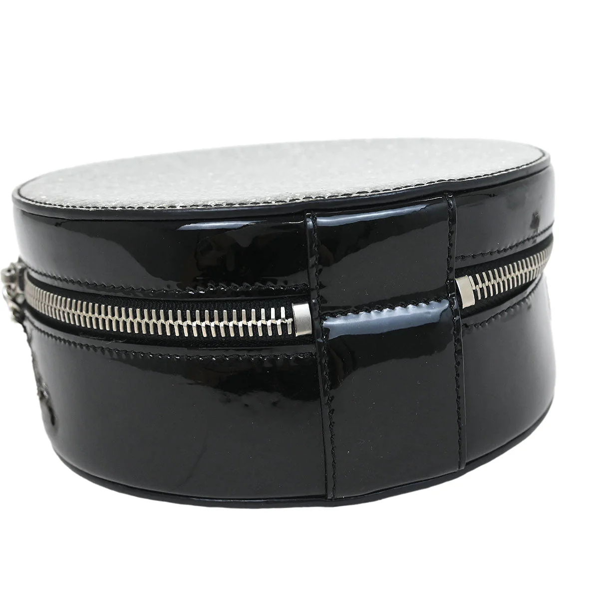 Chanel 2017-2018 Metallic Silver Patent Leather Round Chain Shoulder Bag - Image 3