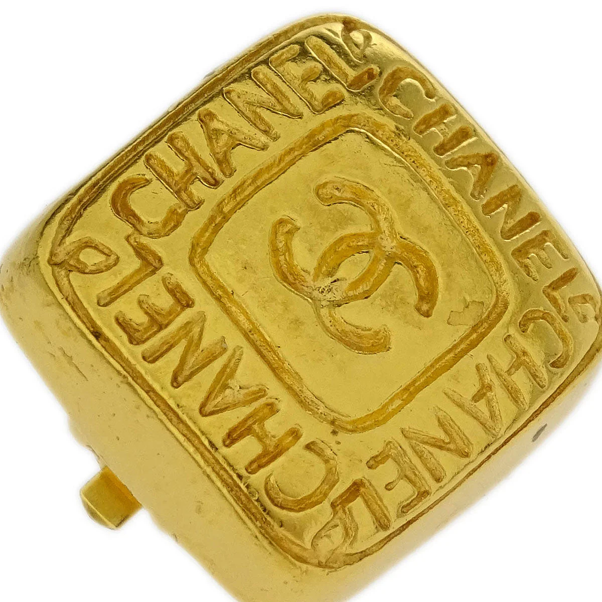 Chanel Square Earrings Clip-On Gold 99A - Image 2