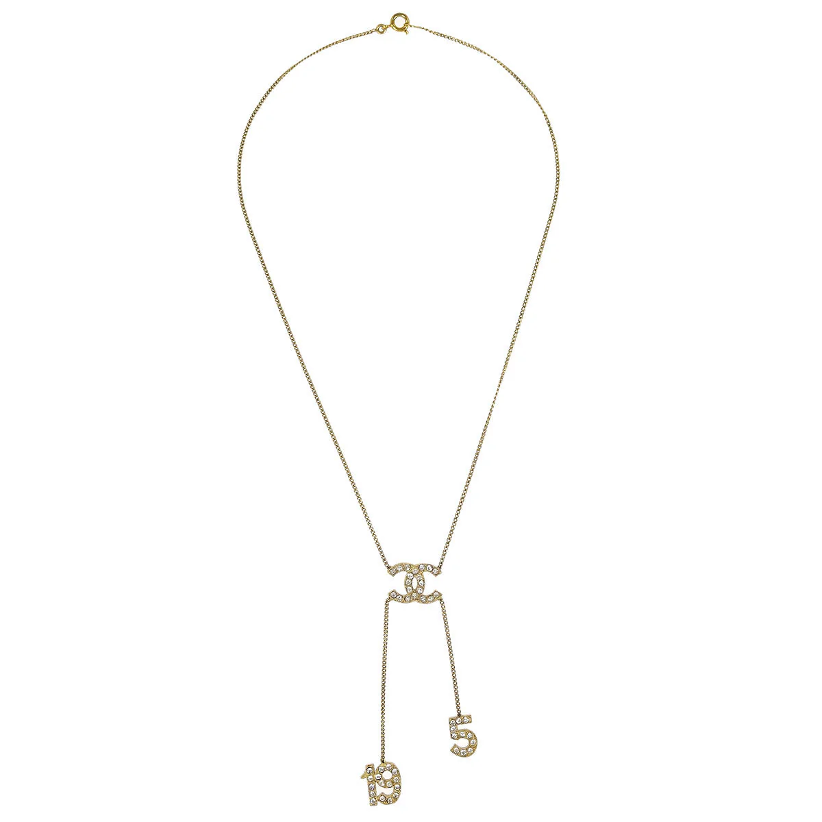 Chanel Gold CC Pendant Necklace Rhinestone 01C - Image 2