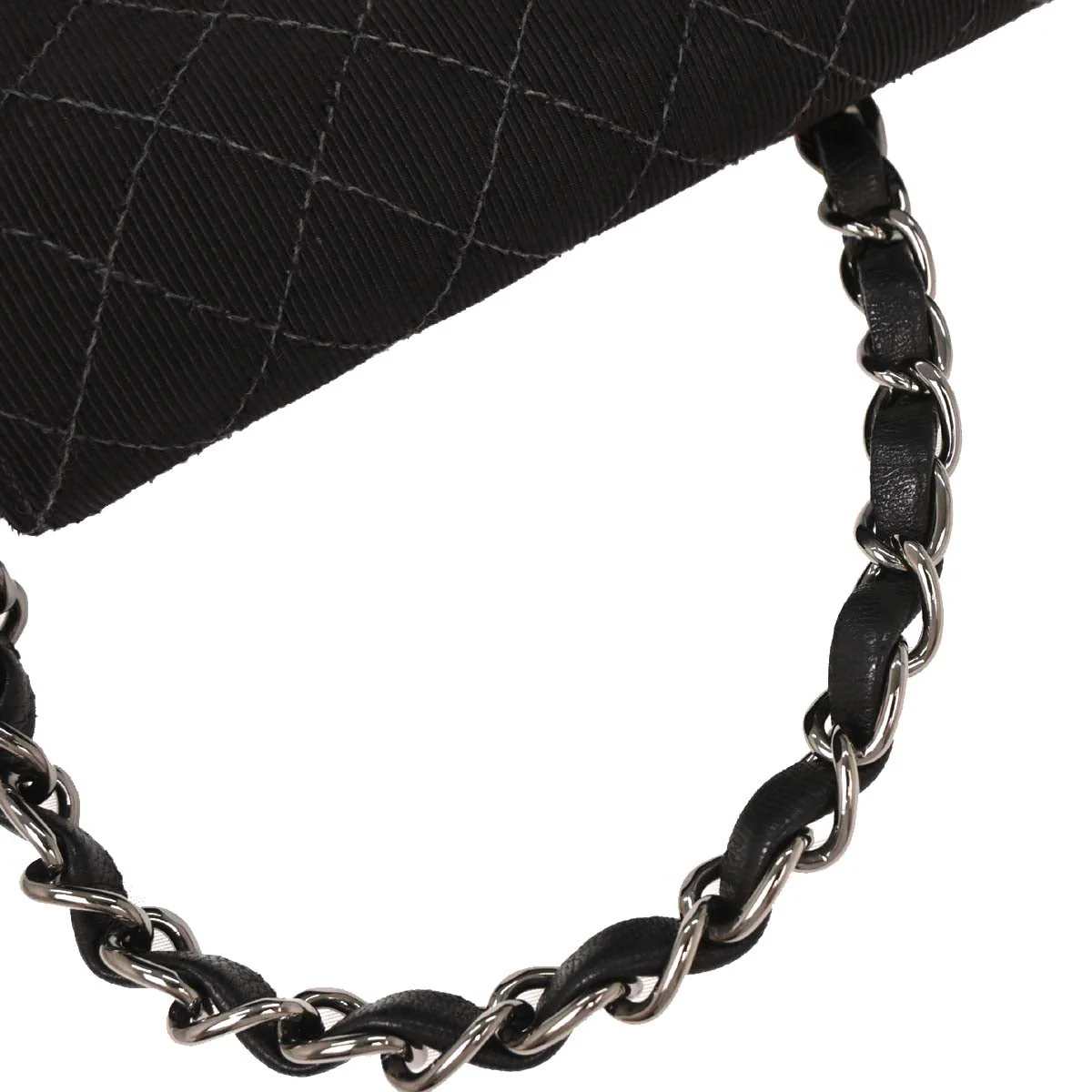 Chanel 2004-2005 Black Canvas Emblem Shoulder Bag - Image 5