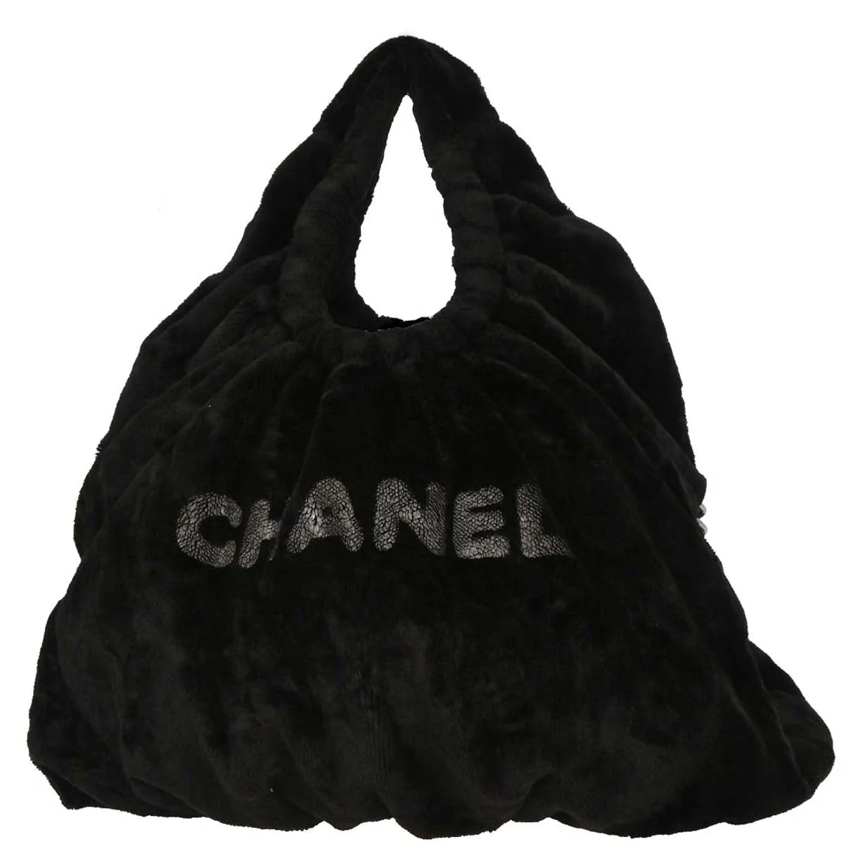 Chanel 2010-2011 Black Faux Fur Hobo 2way Handbag - Image 2