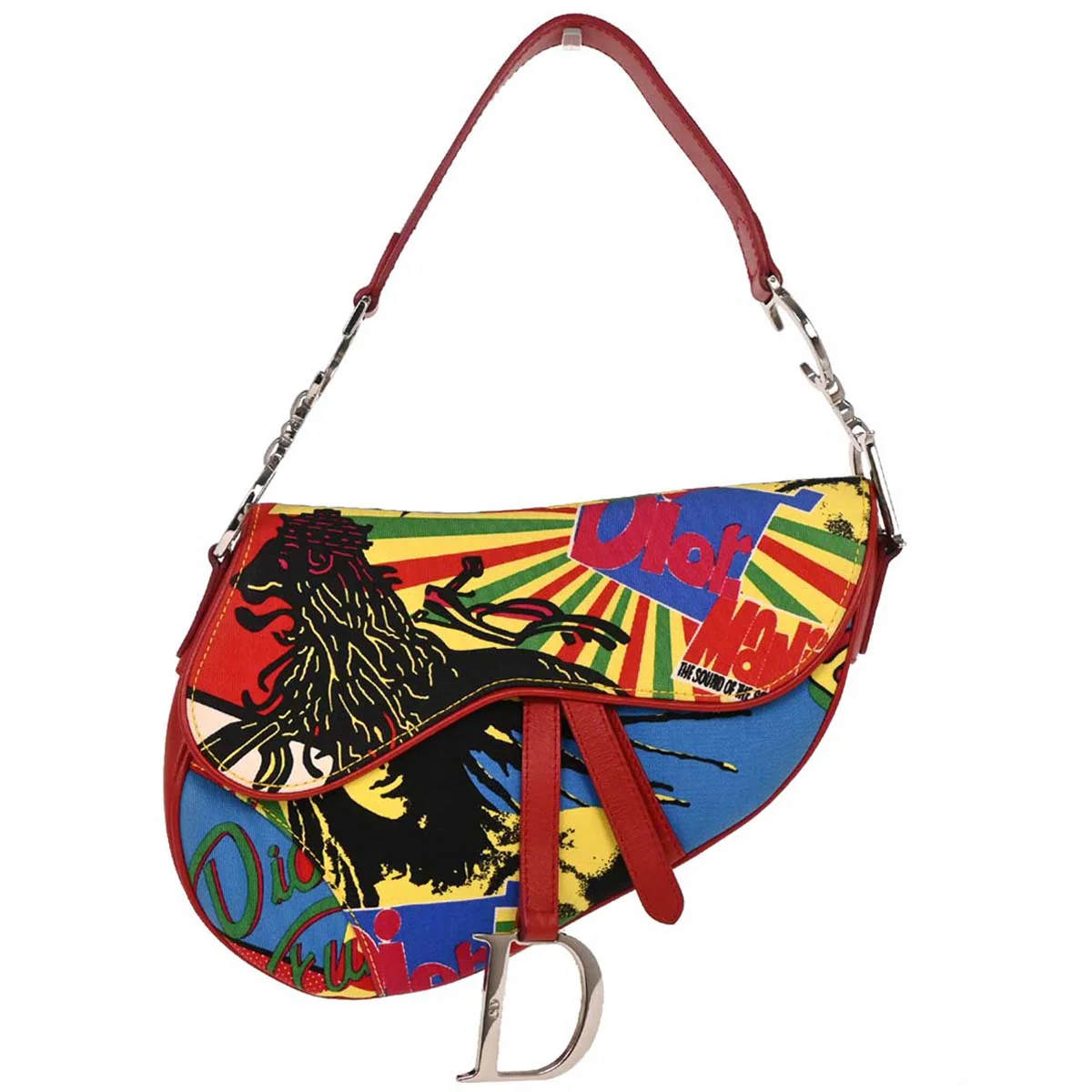 Christian Dior 2003 Red Dior Mania Saddle Handbag