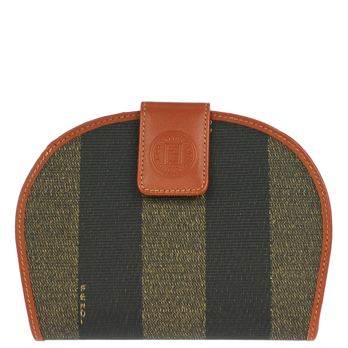 Fendi Black Brown Pequin Wallet Purse