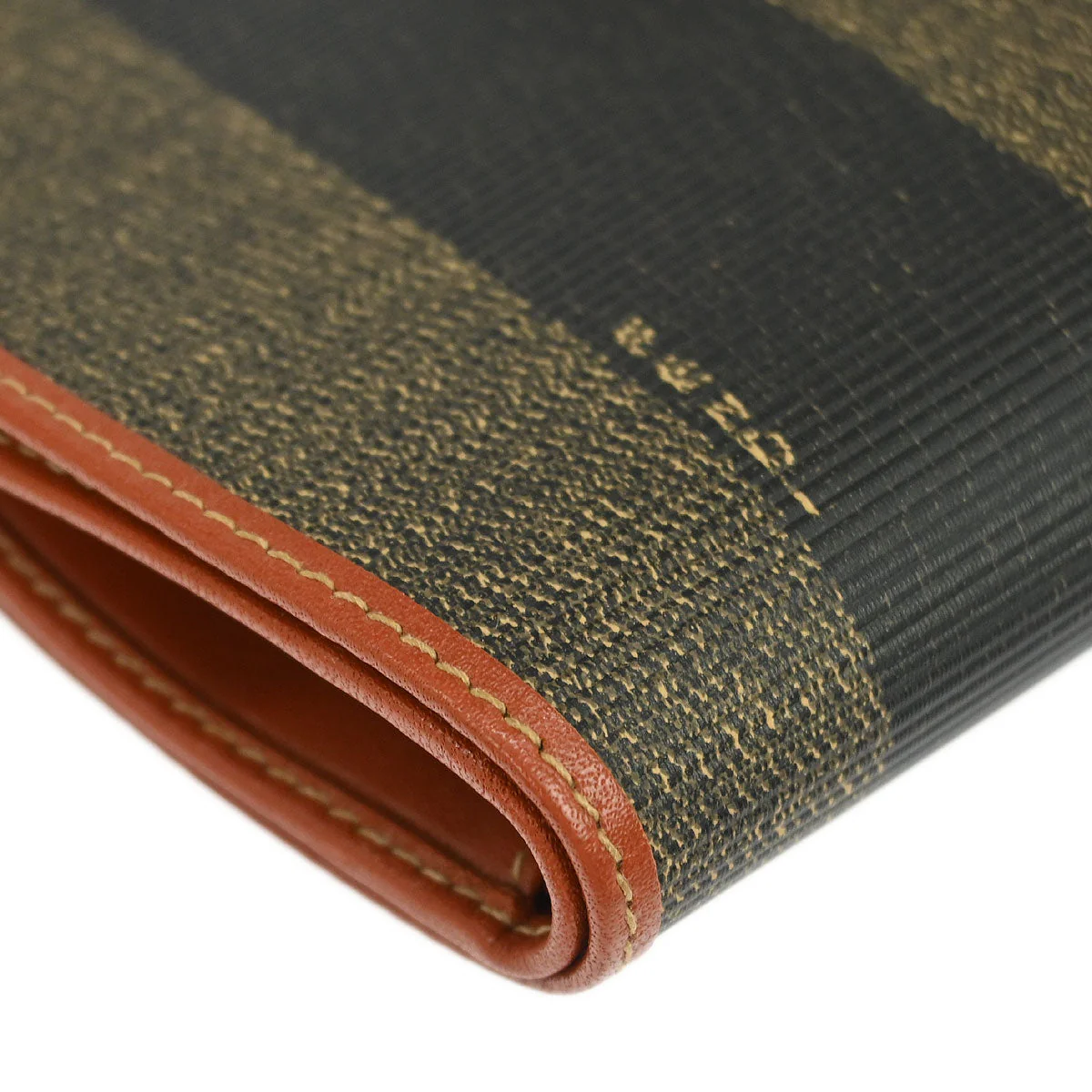 Fendi Black Brown Pequin Wallet Purse - Image 3