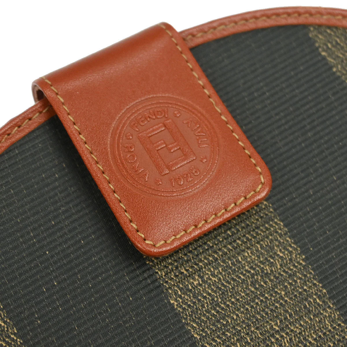 Fendi Black Brown Pequin Wallet Purse - Image 4