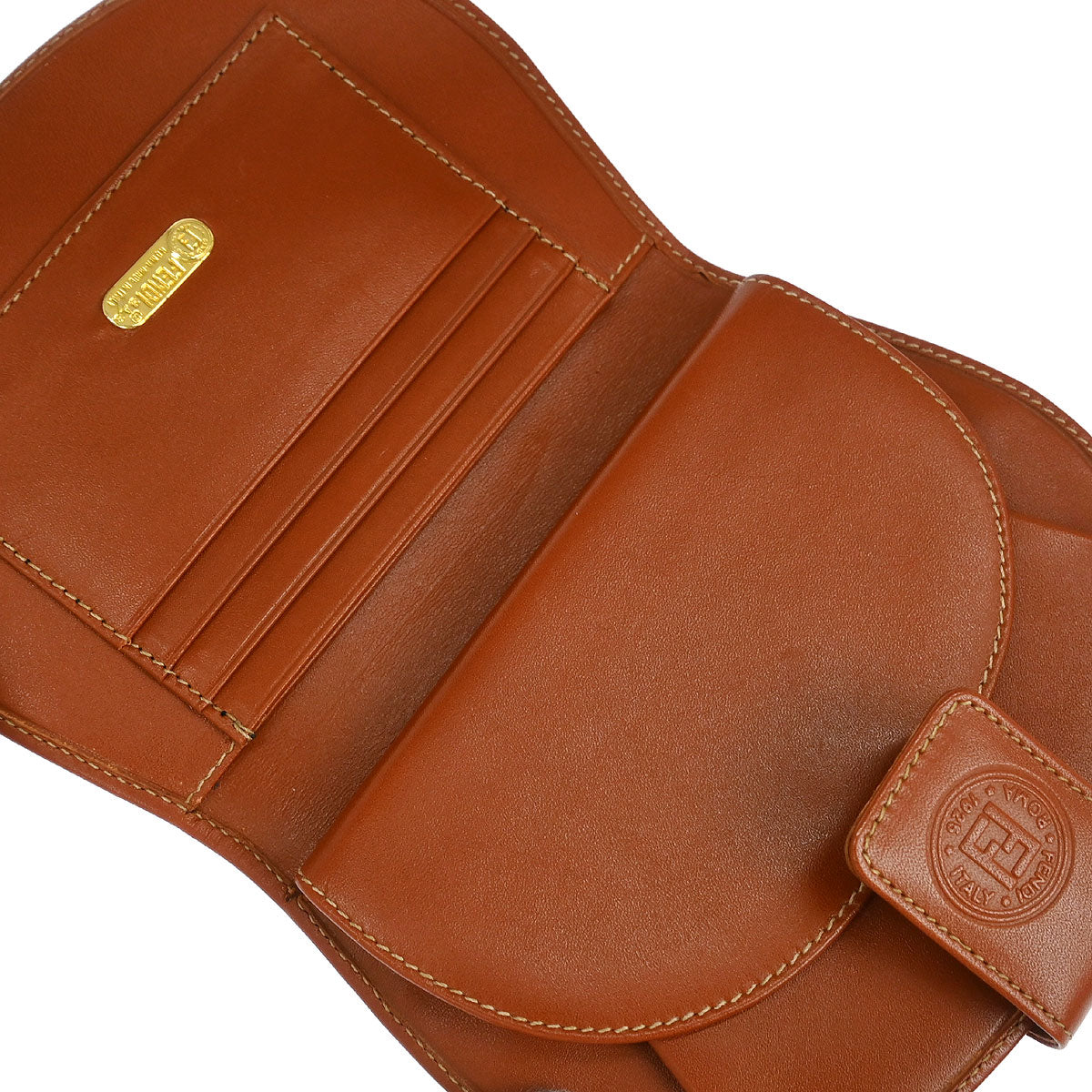 Fendi Black Brown Pequin Wallet Purse - Image 5