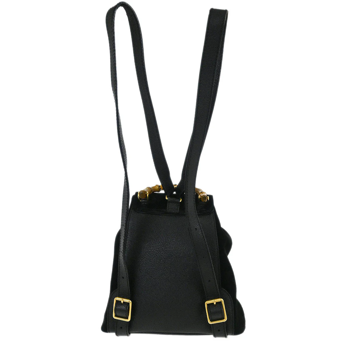 Gucci Black Suede Bamboo Backpack - Image 2