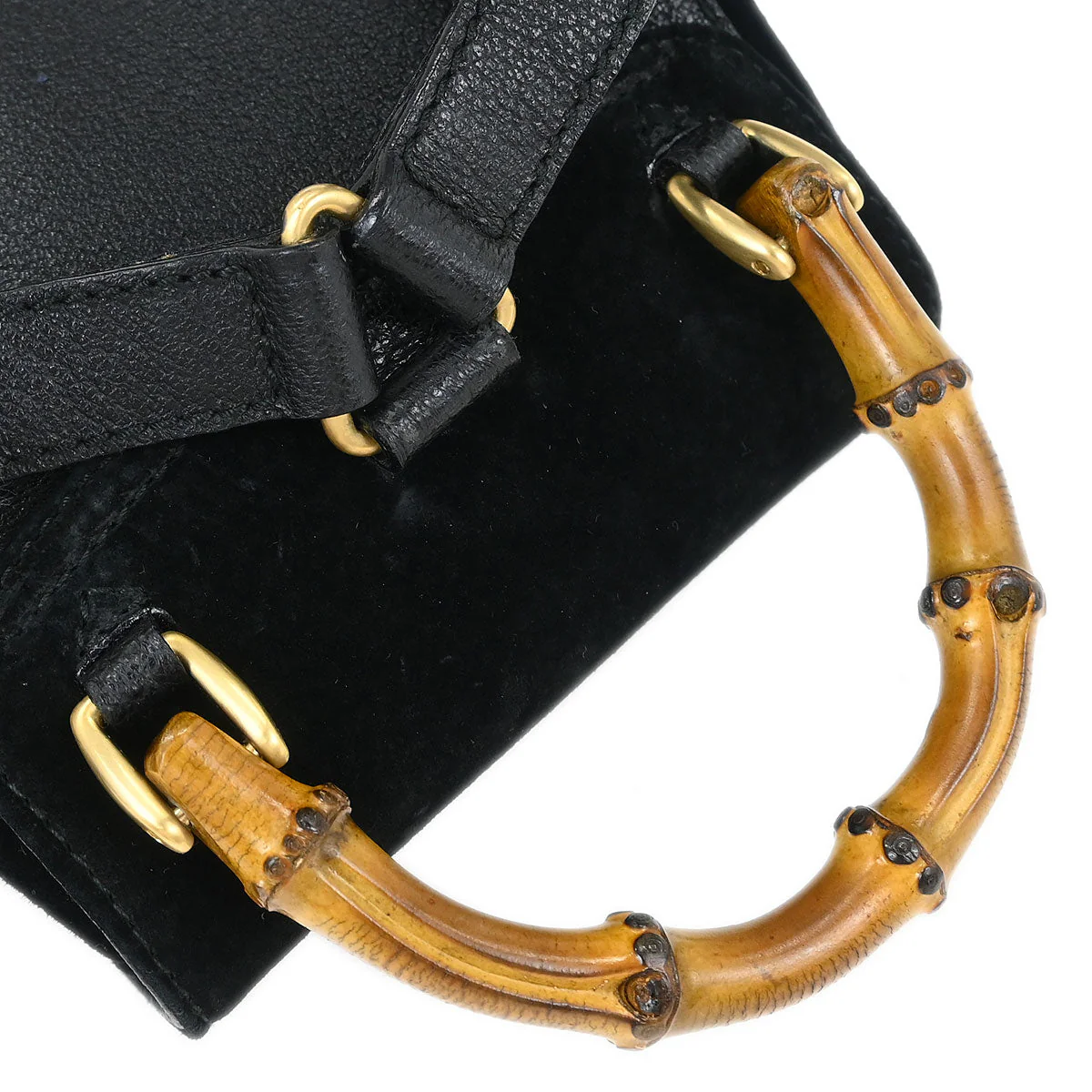 Gucci Black Suede Bamboo Backpack - Image 5