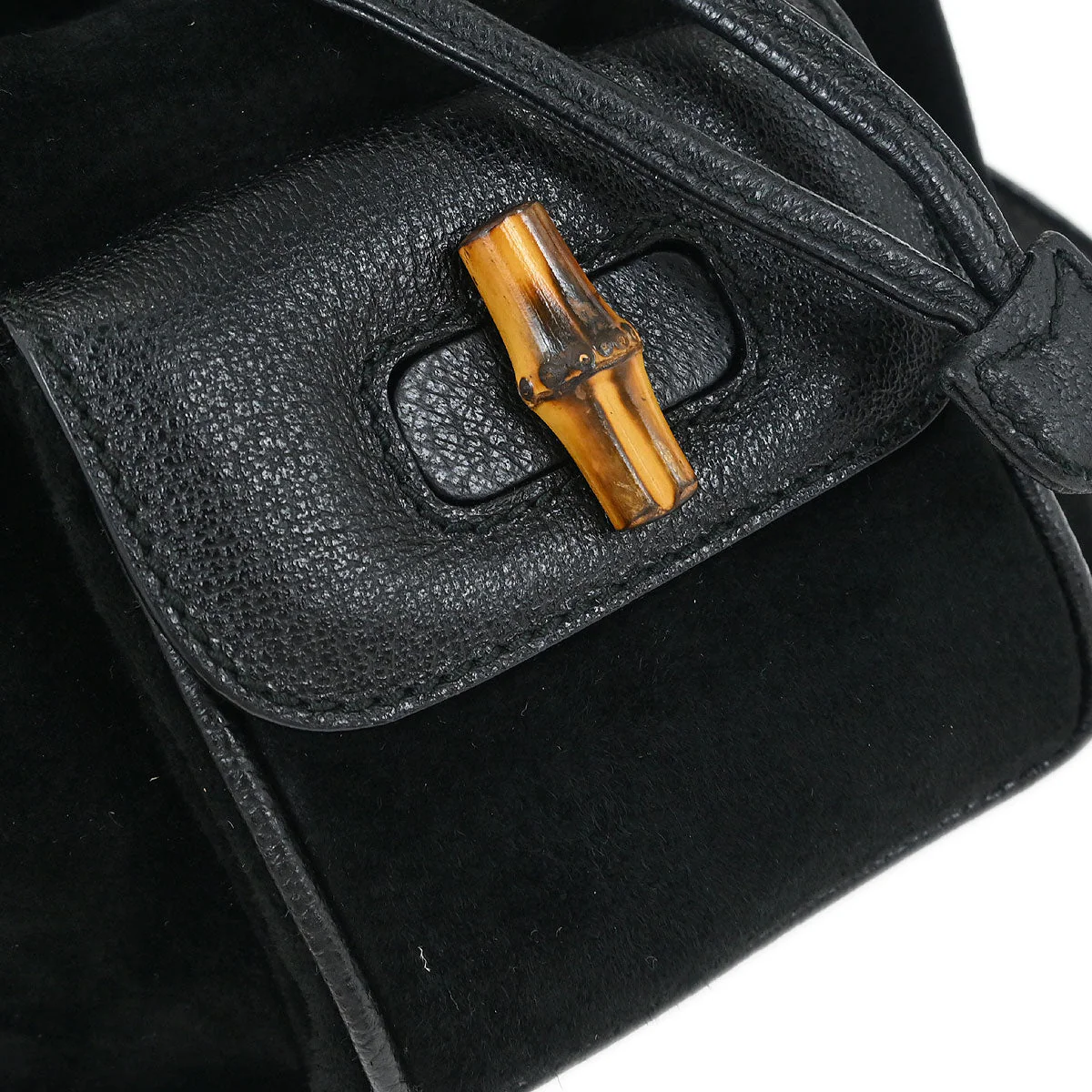 Gucci Black Suede Bamboo Backpack - Image 6