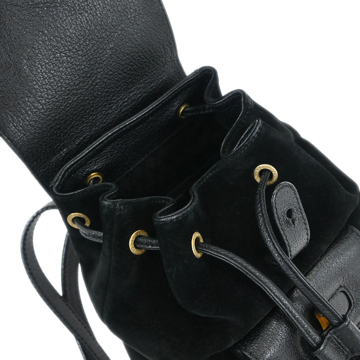 Gucci Black Suede Bamboo Backpack - Image 7