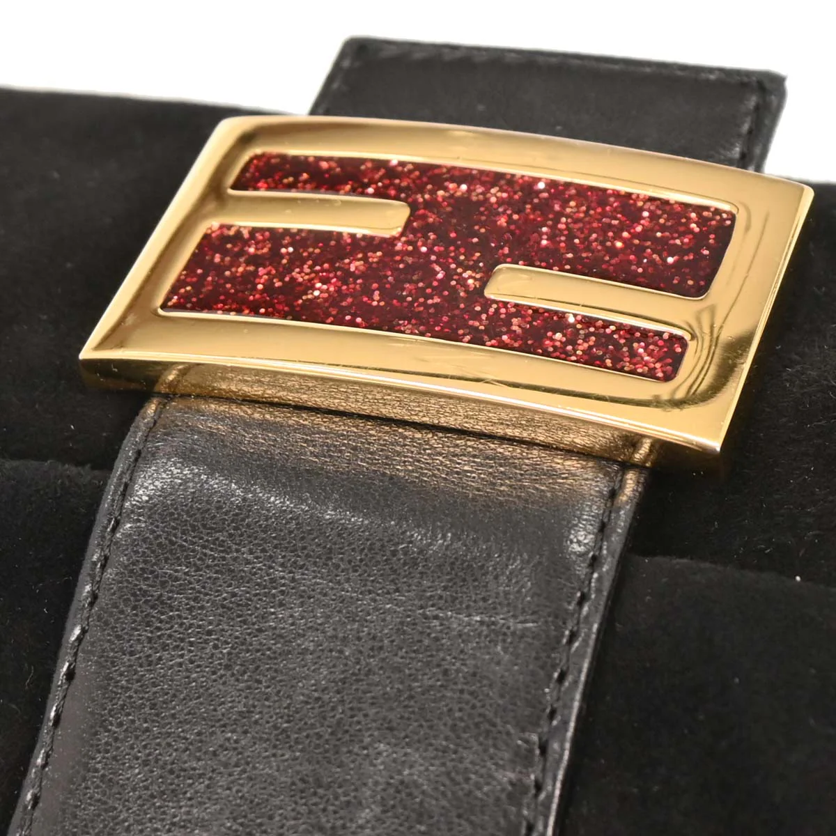 Fendi Black Suede Baguette Handbag - Image 4