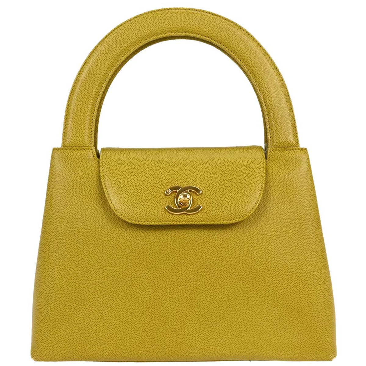 Chanel 1997-1999 Yellow Caviar Handbag