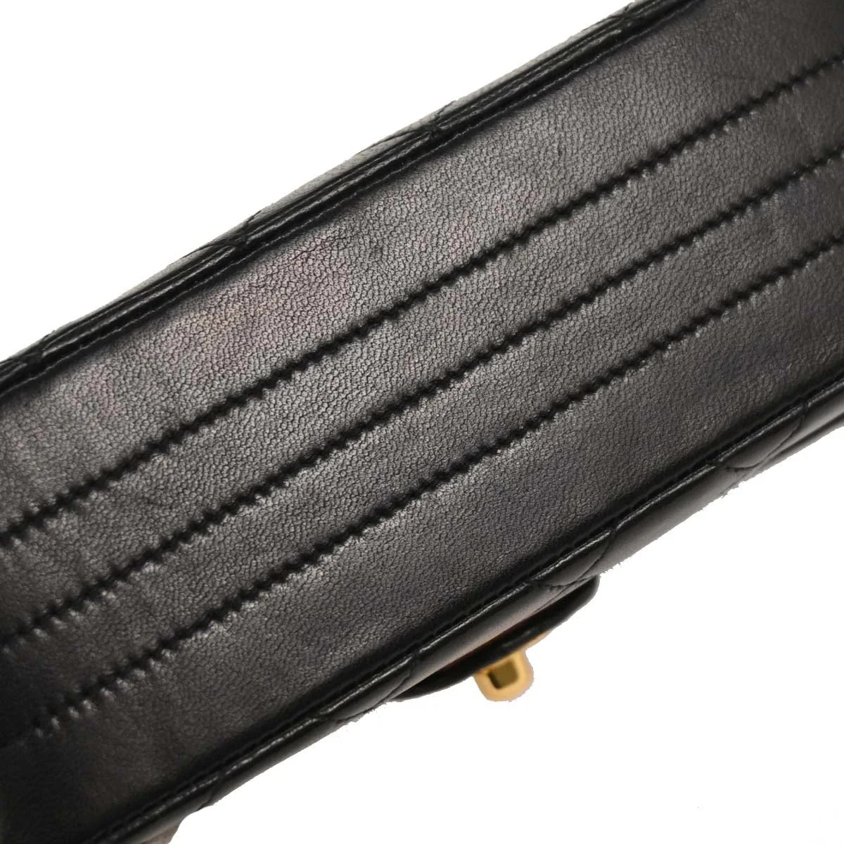 Chanel 1989-1991 Black Lambskin Single Flap Shoulder Bag - Image 3