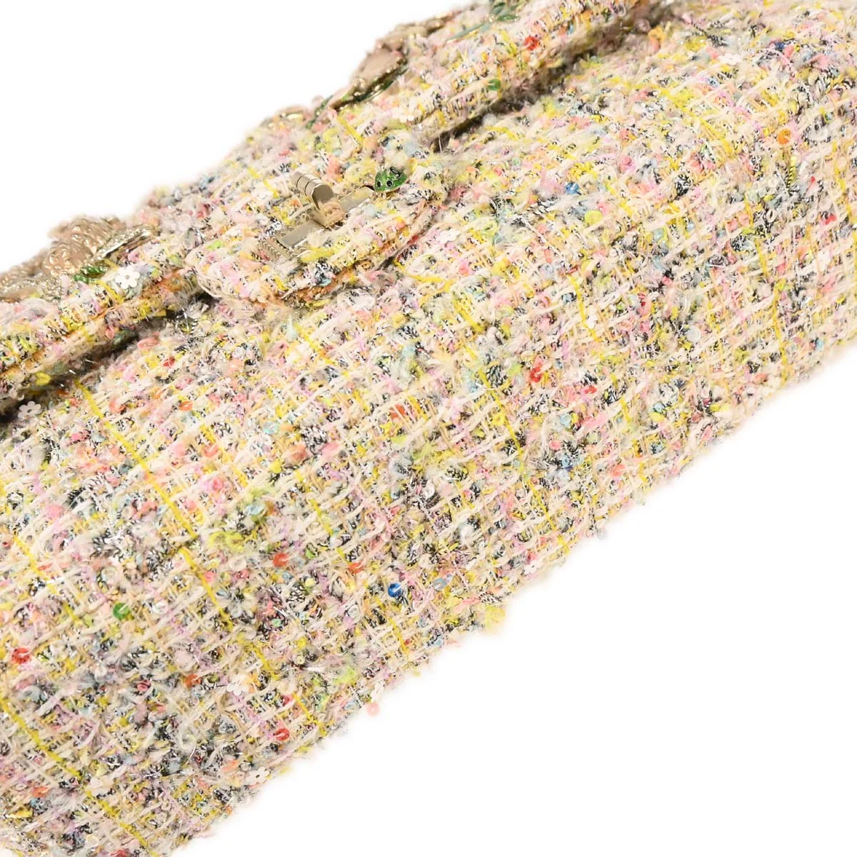 Chanel 2010-2011 Light Pink Tweed 2.55 Medium Classic Double Flap Shoulder Bag - Image 3