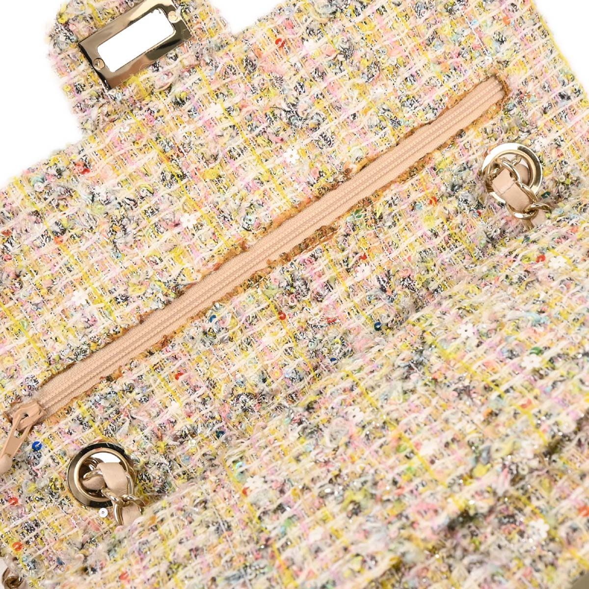 Chanel 2010-2011 Light Pink Tweed 2.55 Medium Classic Double Flap Shoulder Bag - Image 6