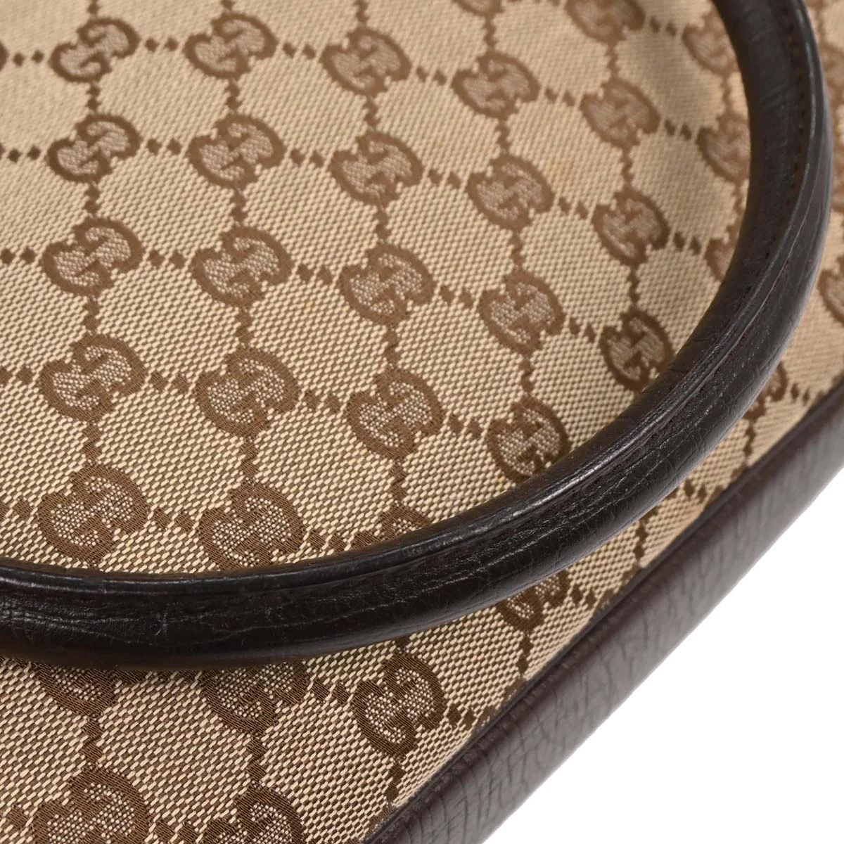 Gucci Brown Beige Bamboo GG Tote Bag - Image 4