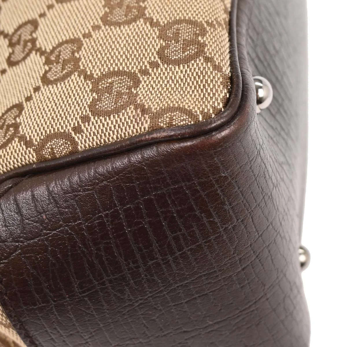 Gucci Brown Beige Bamboo GG Tote Bag - Image 6