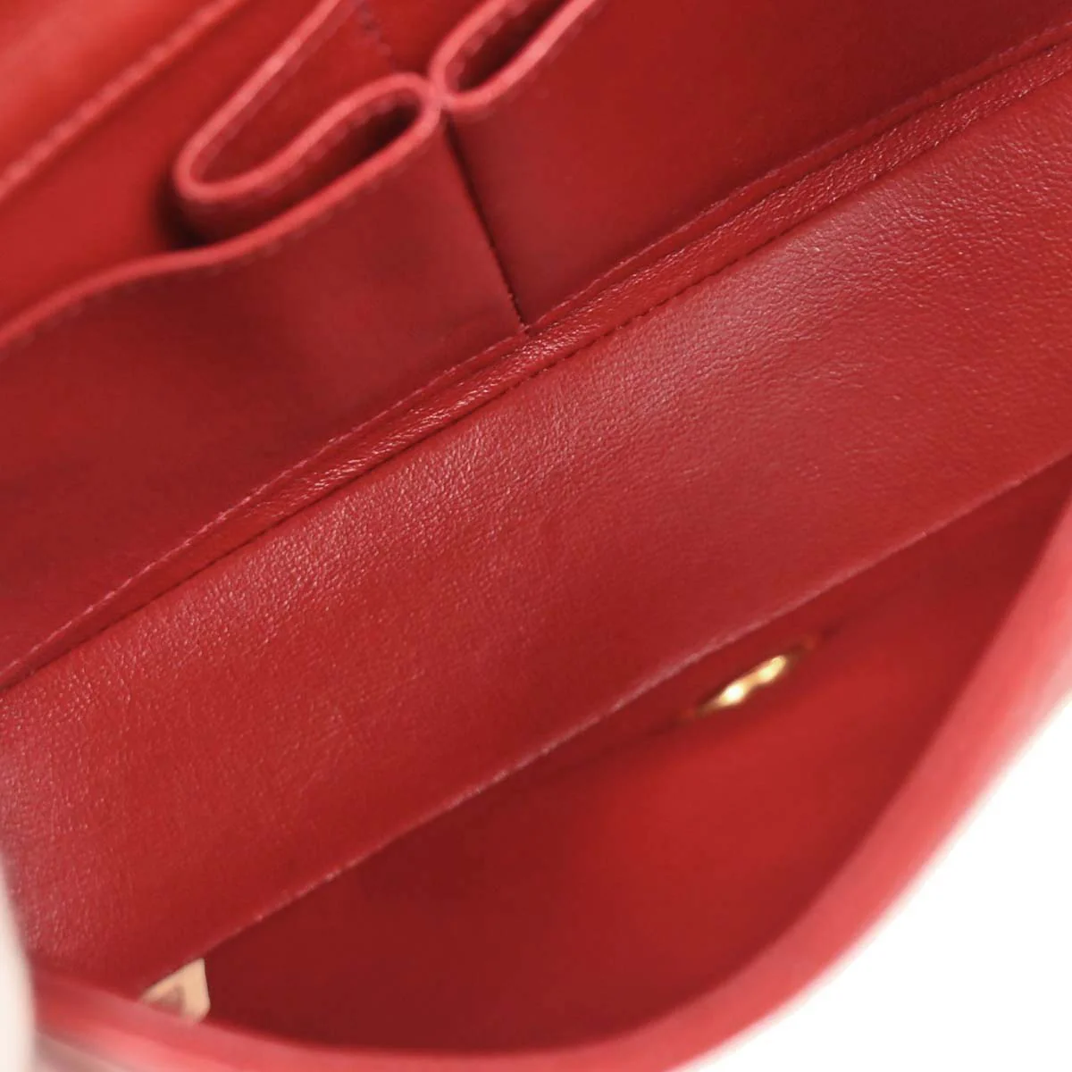 Chanel 1989-1991 Red Lambskin Turnlock Mini Full Flap Shoulder Bag - Image 7