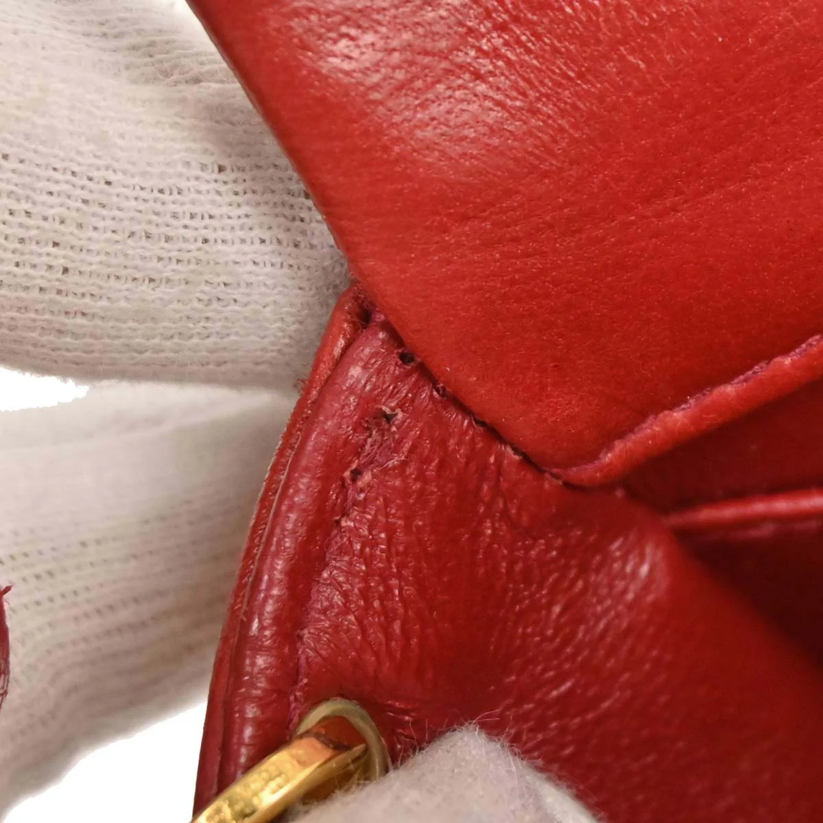 Chanel 1989-1991 Red Lambskin Turnlock Mini Full Flap Shoulder Bag - Image 8