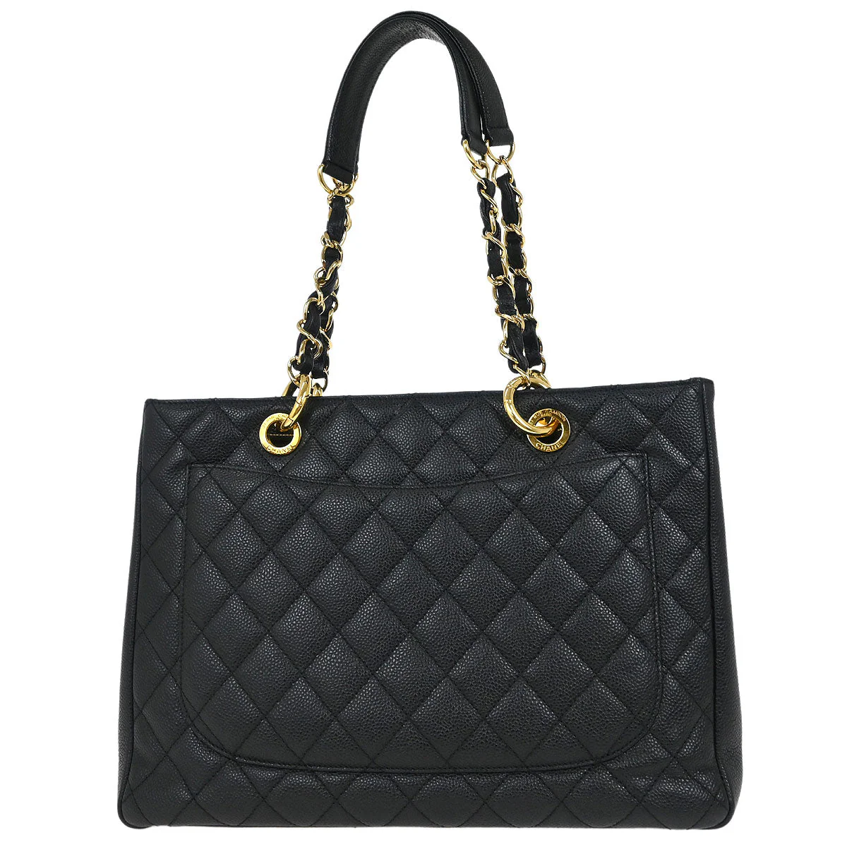 Chanel 2012-2013 Black Caviar Grand Shopping Tote GST Chain Handbag - Image 2