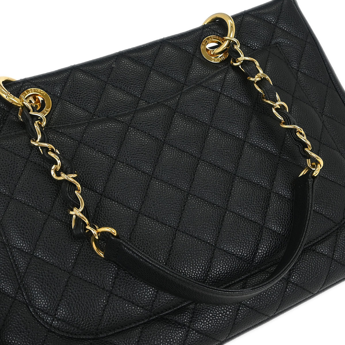 Chanel 2012-2013 Black Caviar Grand Shopping Tote GST Chain Handbag - Image 6