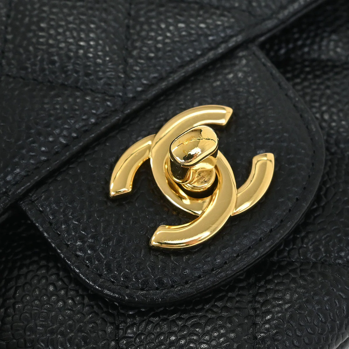 Chanel 2013-2014 Black Caviar Medium Classic Double Flap Shoulder Bag - Image 4