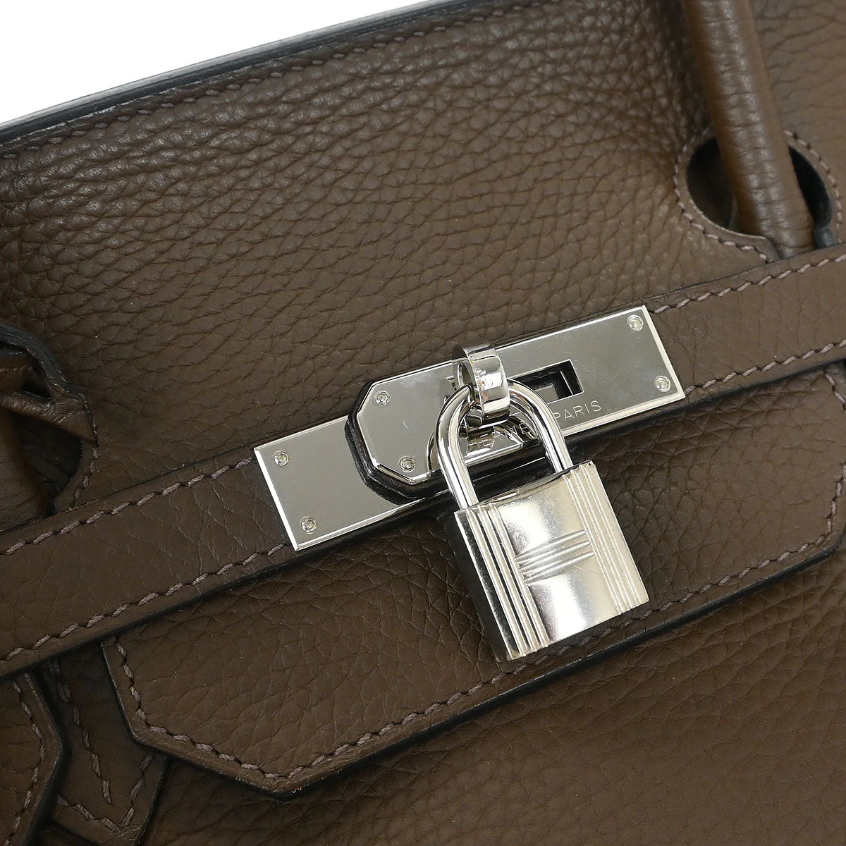 Hermes Taupe Gray Taurillon Clemence Birkin 40 Handbag - Image 5