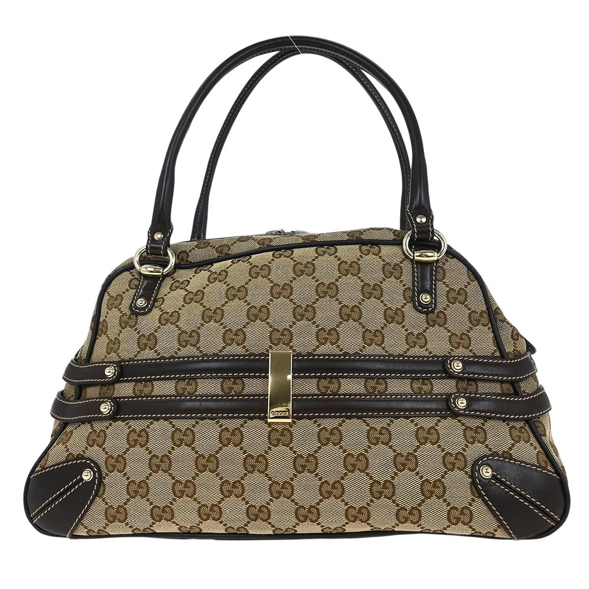 Gucci Brown Bamboo Horsebit Handbag - Image 2