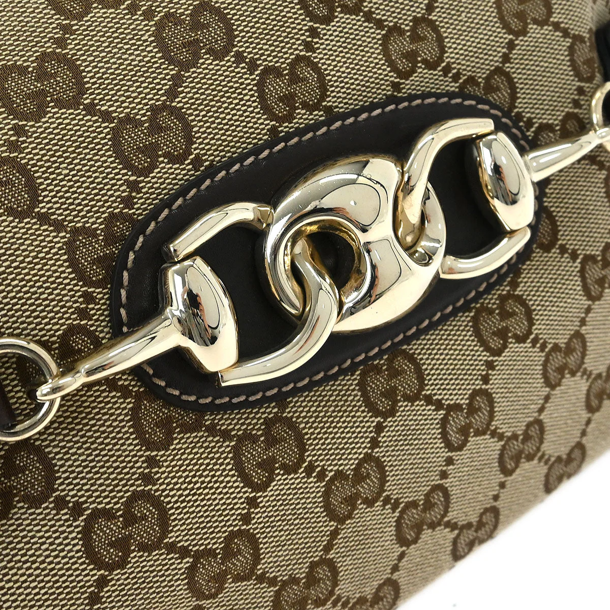 Gucci Brown Bamboo Horsebit Handbag - Image 4