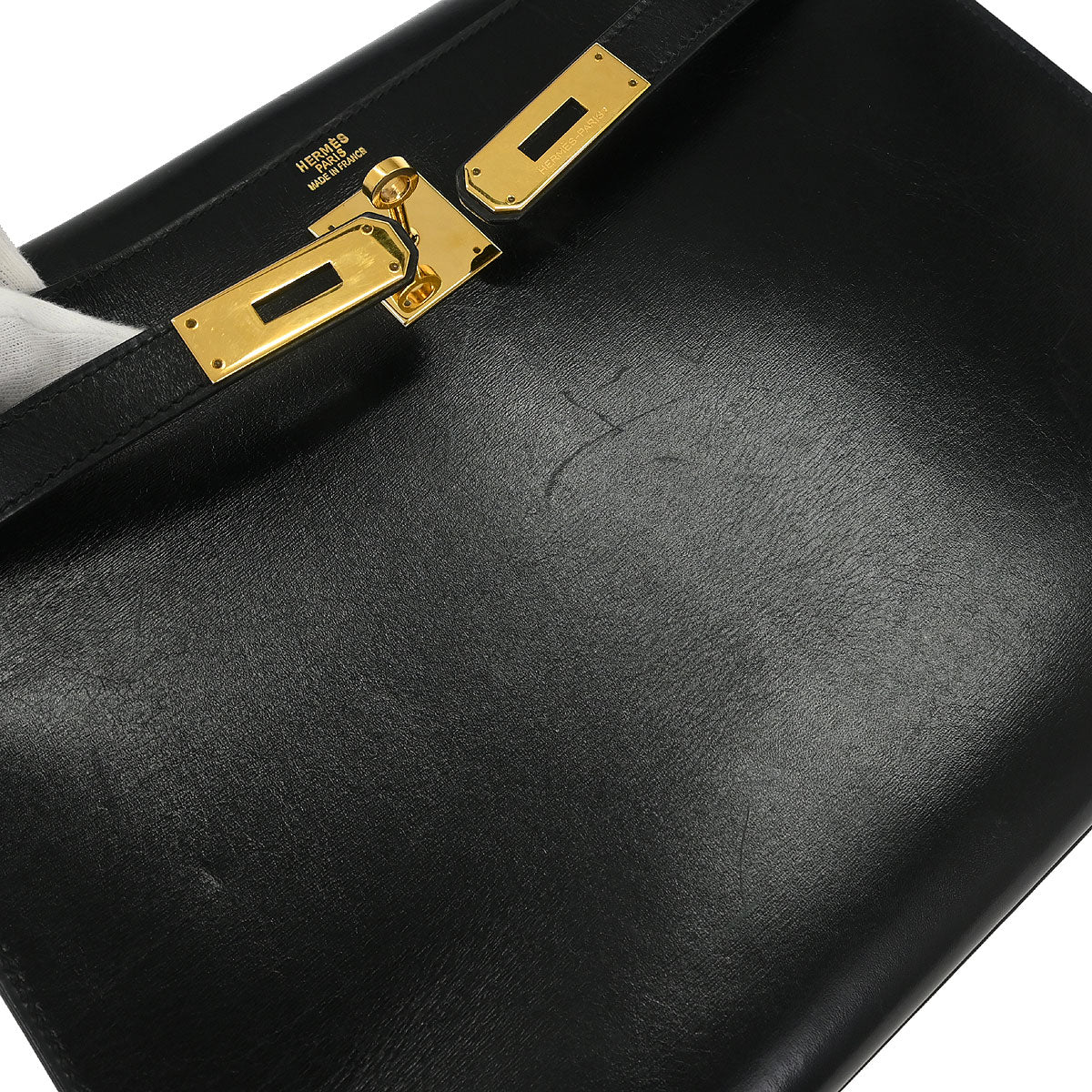Hermes Black Box Calf Kelly 32 Sellier Handbag - Image 13