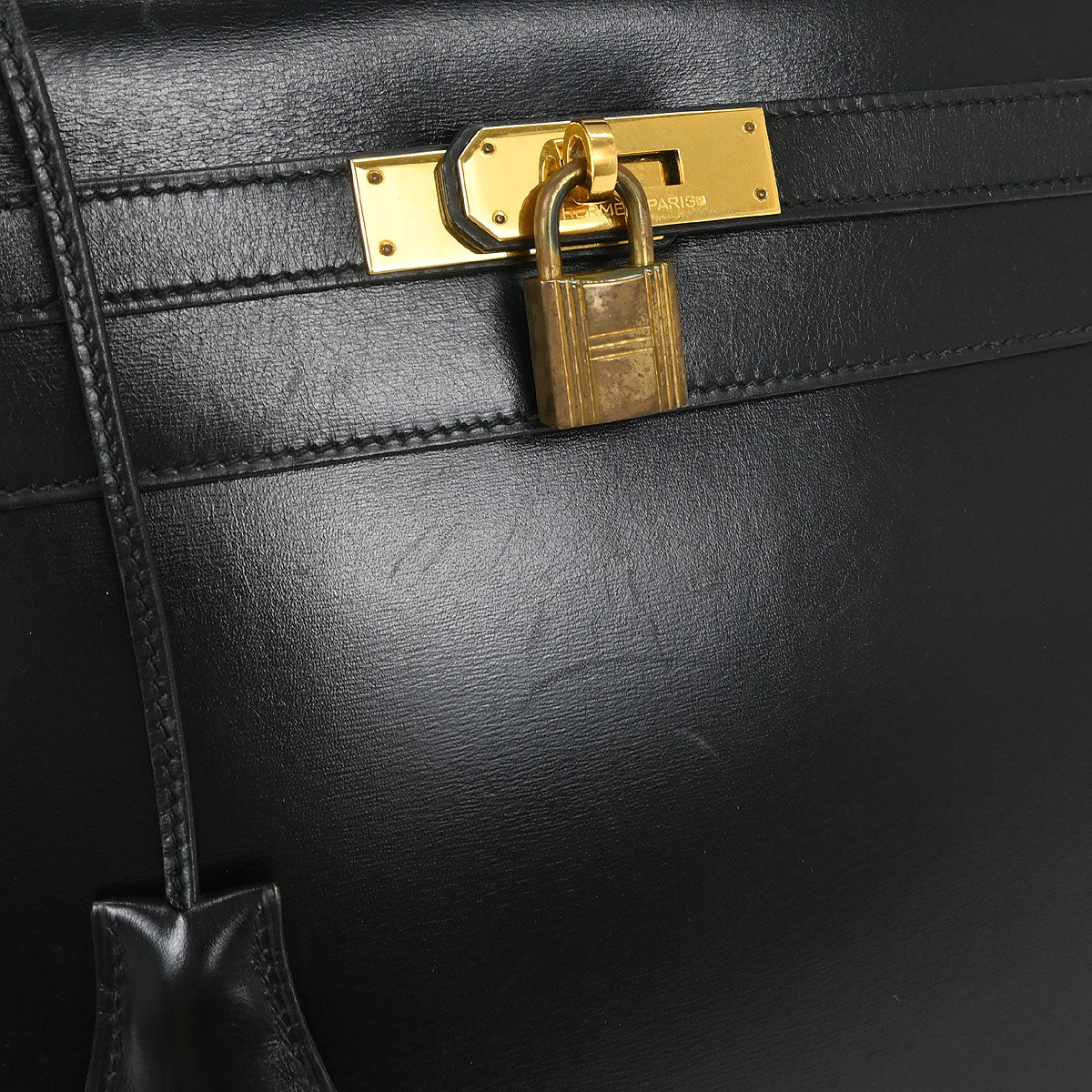 Hermes Black Box Calf Kelly 32 Sellier Handbag - Image 7
