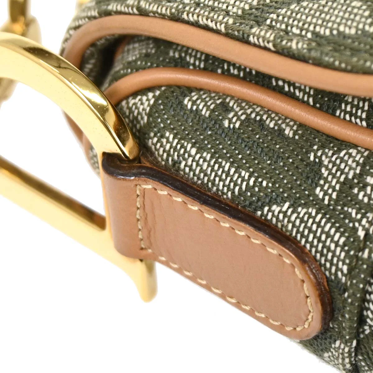 Christian Dior Green Canvas Trotter Saddle Handbag - Image 6