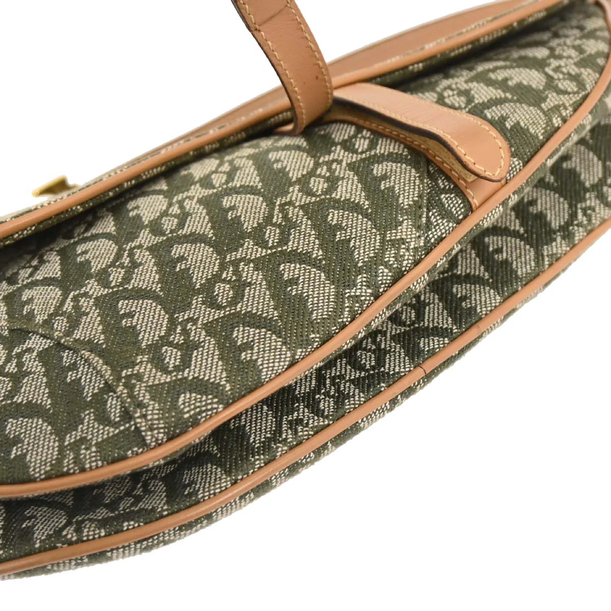 Christian Dior Green Canvas Trotter Saddle Handbag - Image 7