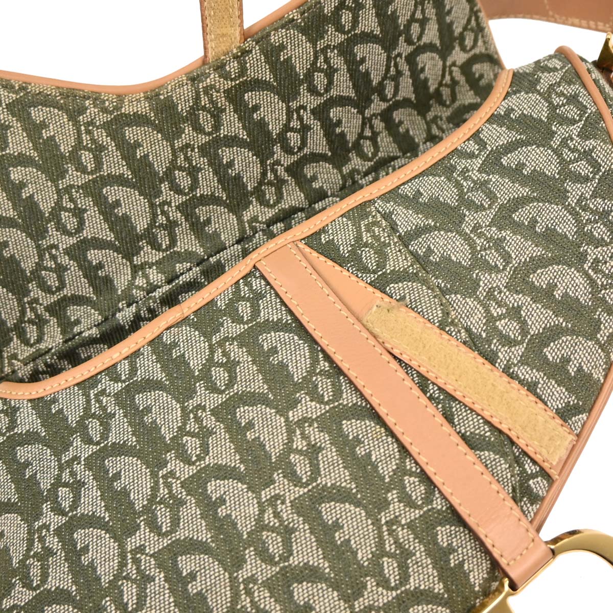 Christian Dior Green Canvas Trotter Saddle Handbag - Image 8