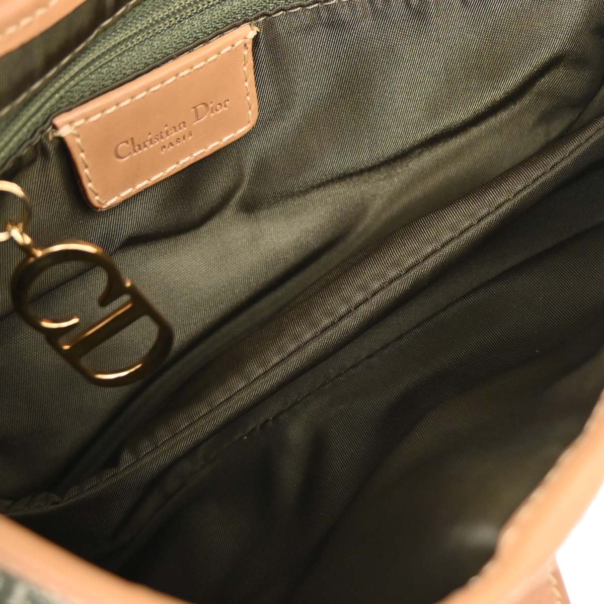 Christian Dior Green Canvas Trotter Saddle Handbag - Image 9