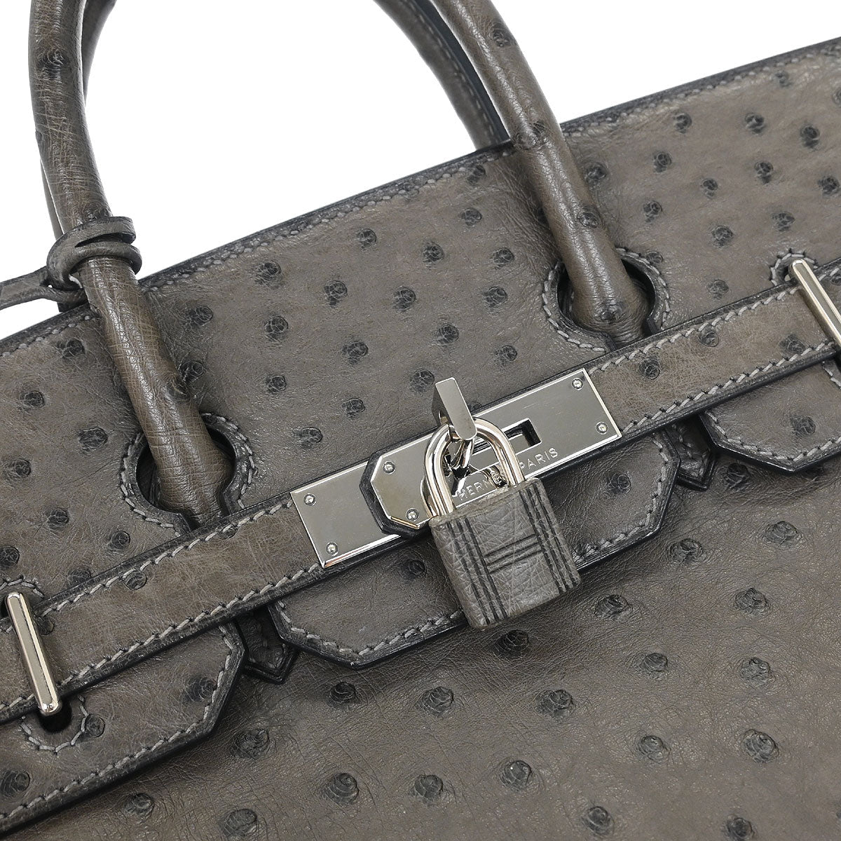Hermes * Graphite Ostrich Haut a Courroies 28 Handbag - Image 4