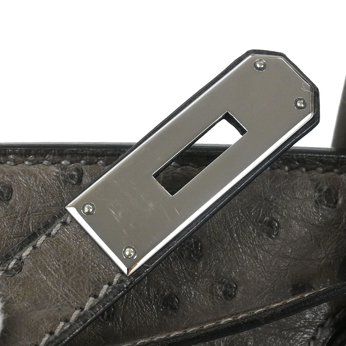 Hermes * Graphite Ostrich Haut a Courroies 28 Handbag - Image 7