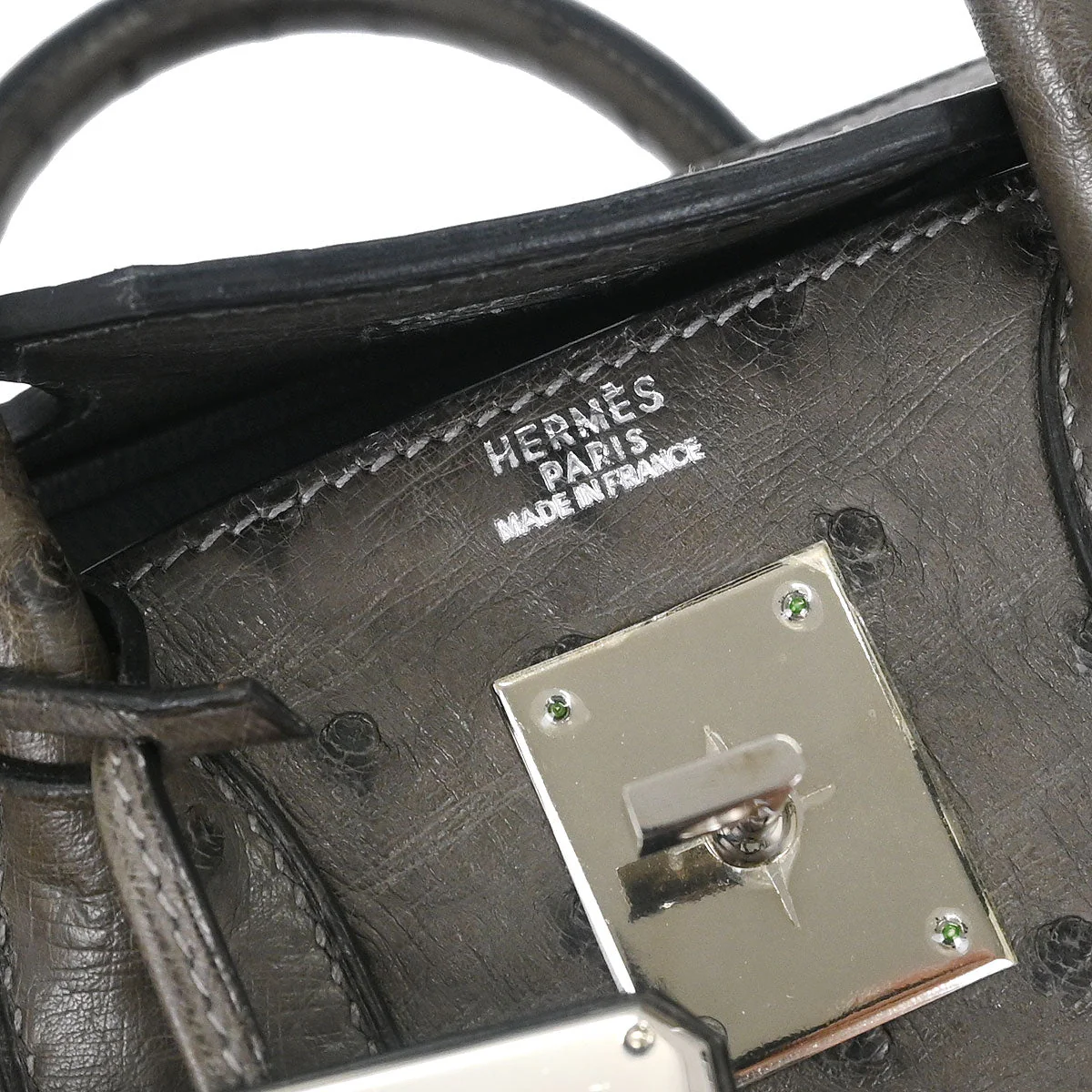 Hermes * Graphite Ostrich Haut a Courroies 28 Handbag - Image 9